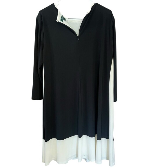 Lauren Ralph Lauren Dress 16 Black White Colorblock Stretch Lined Shift Career - Picture 7 of 14
